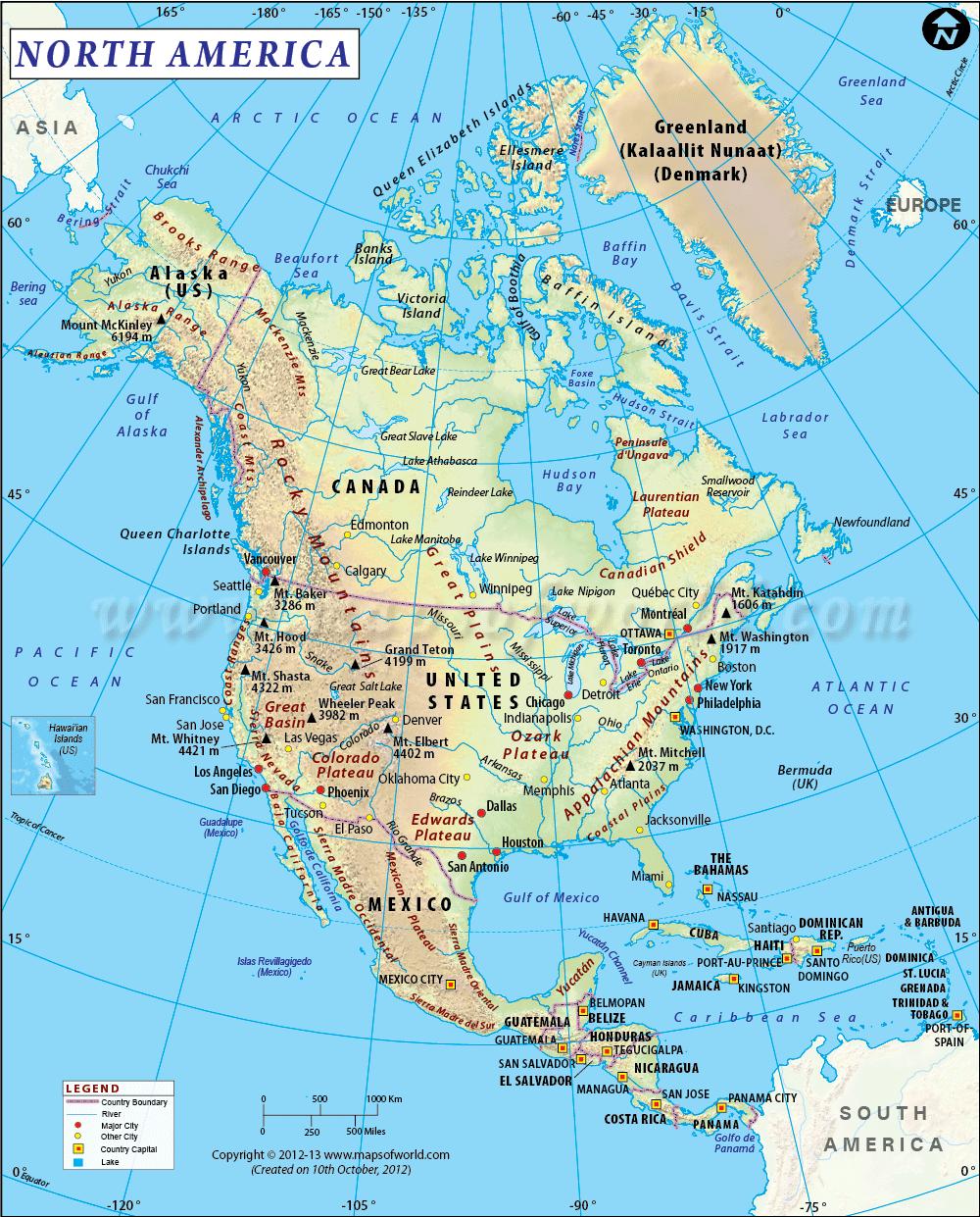 Wilayah Amerika utara  peta Utara  peta kawasan Amerika  